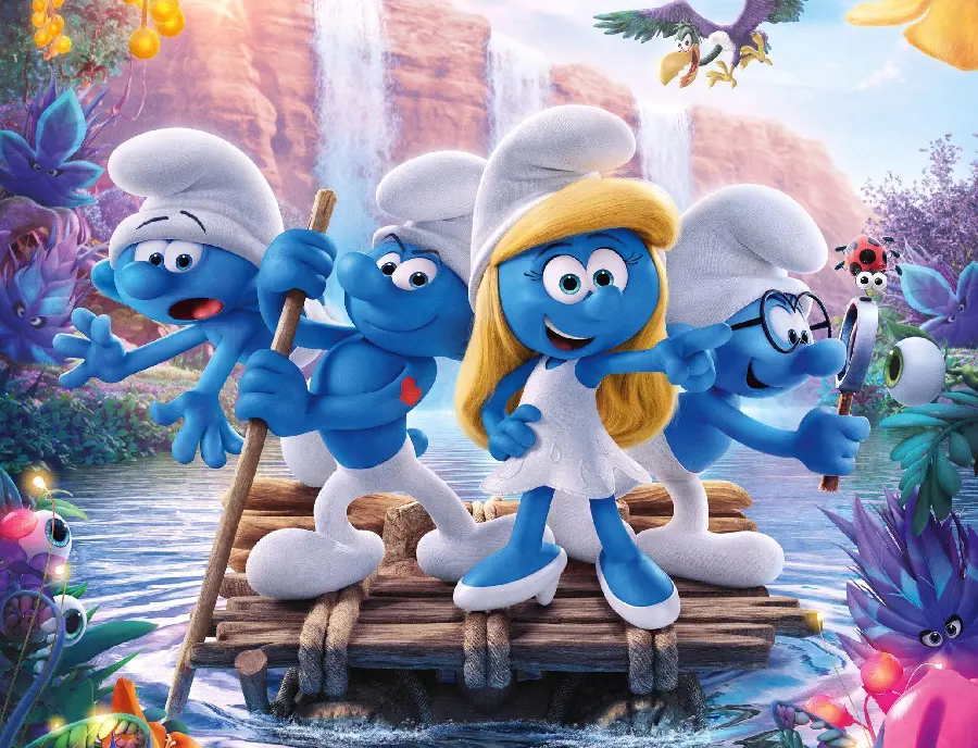 High-quality Smurf wallpaper with village scene
