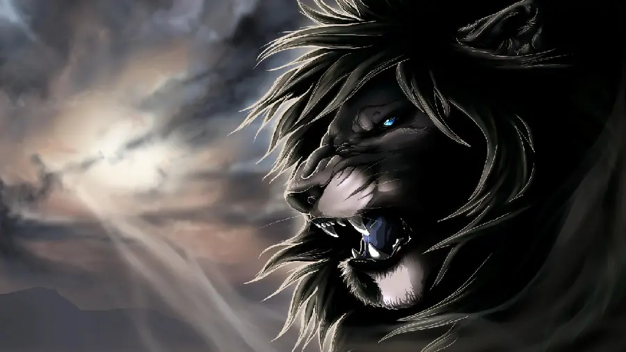 Fantasy Black Lion Wallpaper
