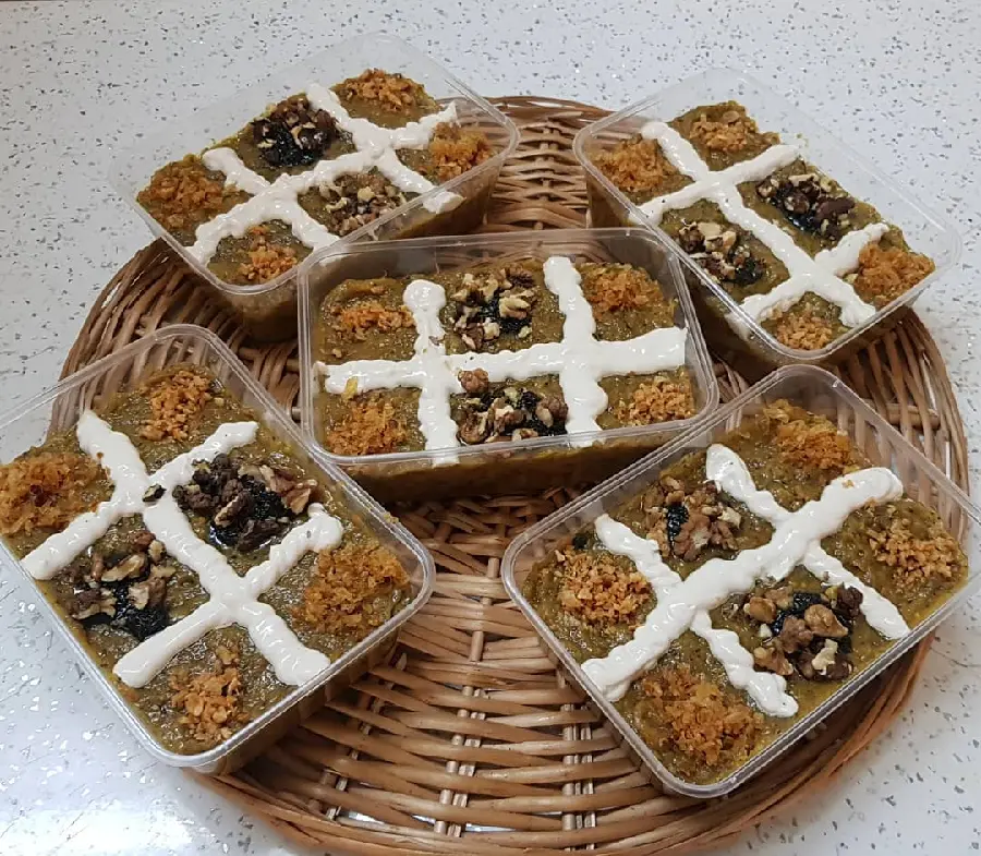 Authentic Kashk e Bademjan with traditional garnishes