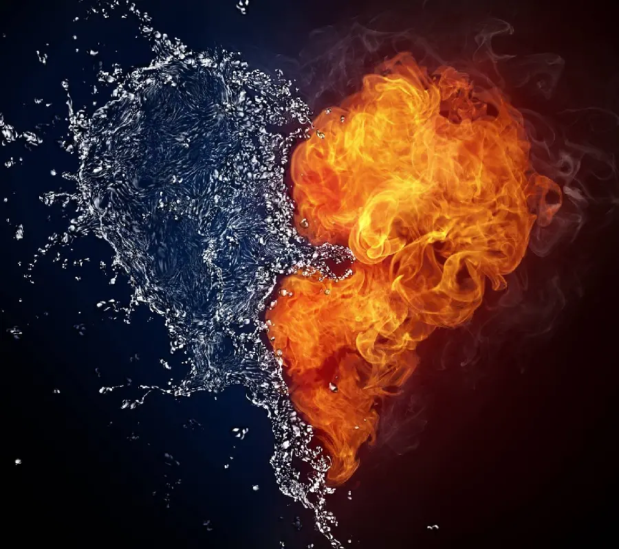 Water and Fire Heart for Unique Profiles - Contrast and Balance