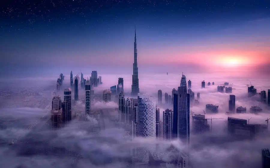 Burj Khalifa in clouds photo for computer