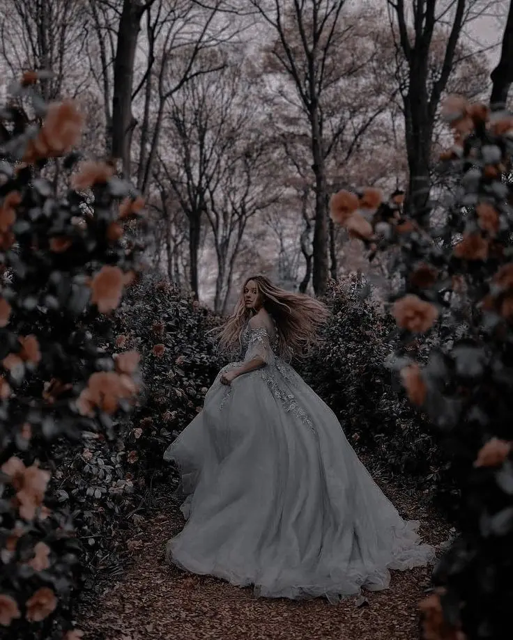HD wallpaper of princess in lush green dreamy flower garden
