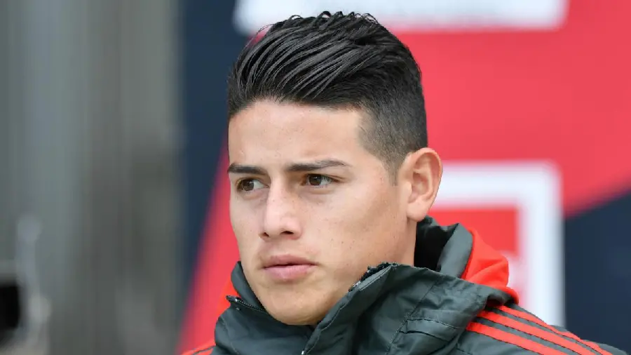 James Rodriguez with Bayern Munich trophy