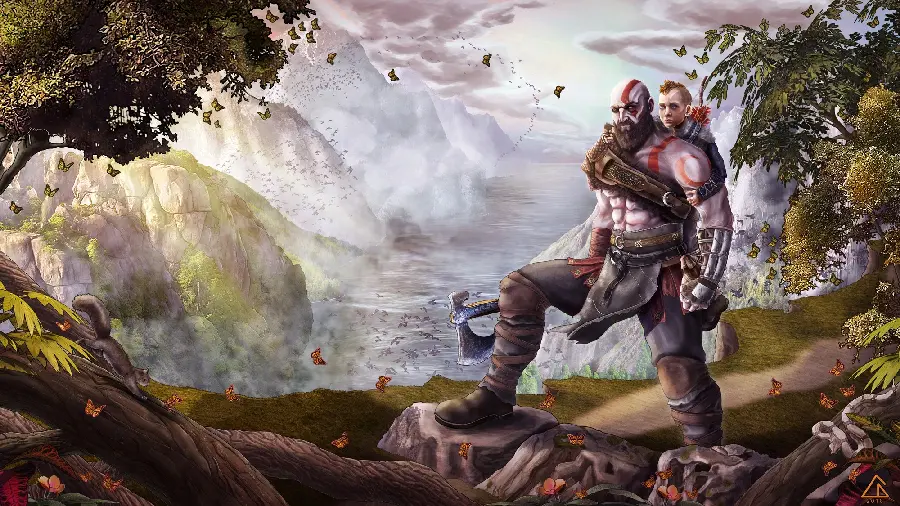 Kratos and Atreus Full HD Wallpaper God of War