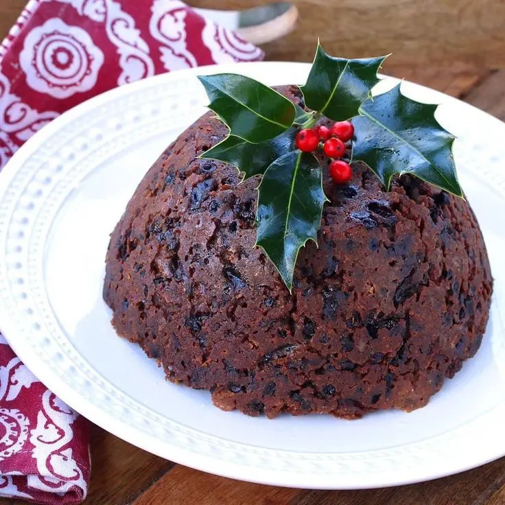 Delicious chocolate plum pudding photo for World Plum Pudding Day