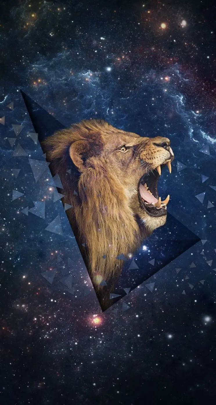 Lion and Galaxy Phone Wallpaper Download