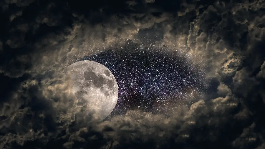Cloudy sky with full moon wallpaper dramatic night scene