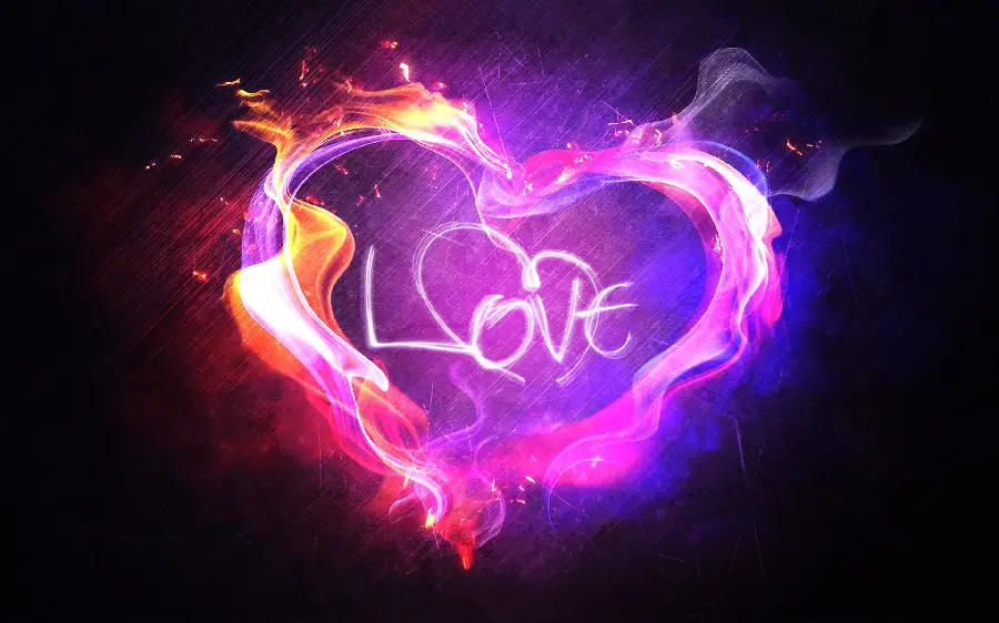 Fiery pink purple romantic heart wallpaper for devices
