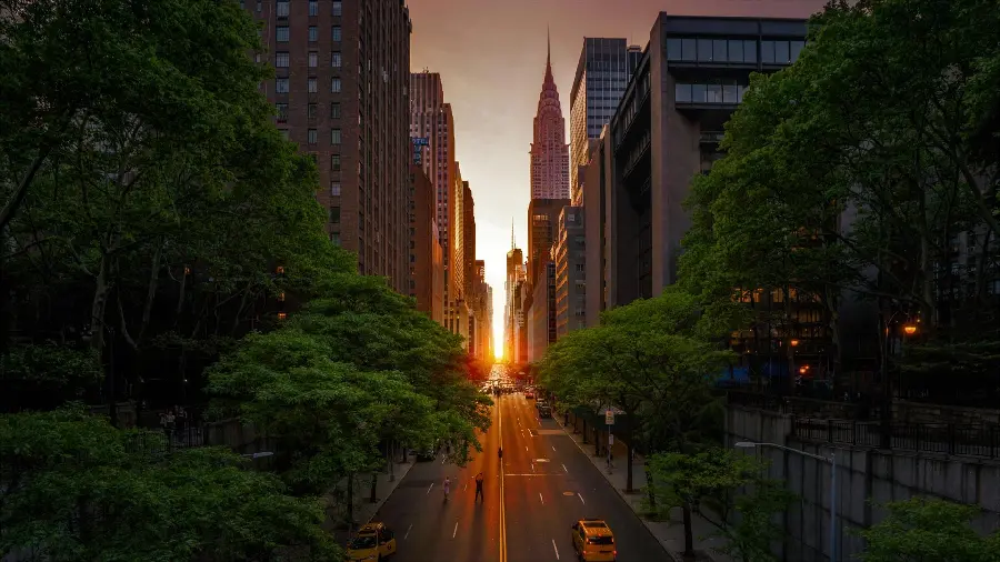 New York Sunset Street Wallpaper in High Quality