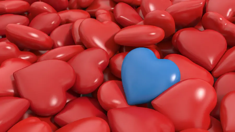 3D Red and Blue Hearts Wallpaper with Lovely Design
