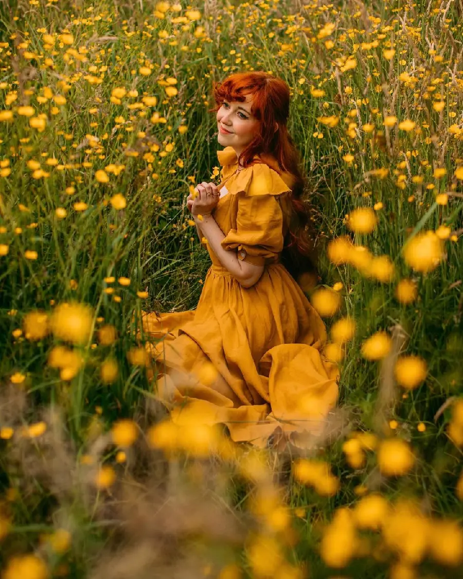 High quality redhead model flower portrait for profiles