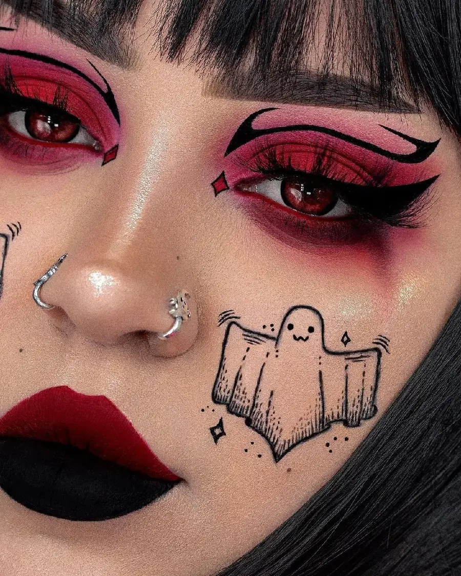 Made up face and new eye brow makeup photo