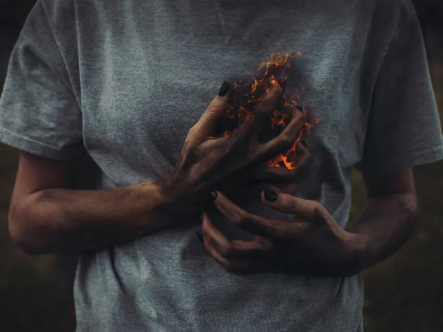 Burning Broken Heart Image Real Girl Ultra Premium Quality