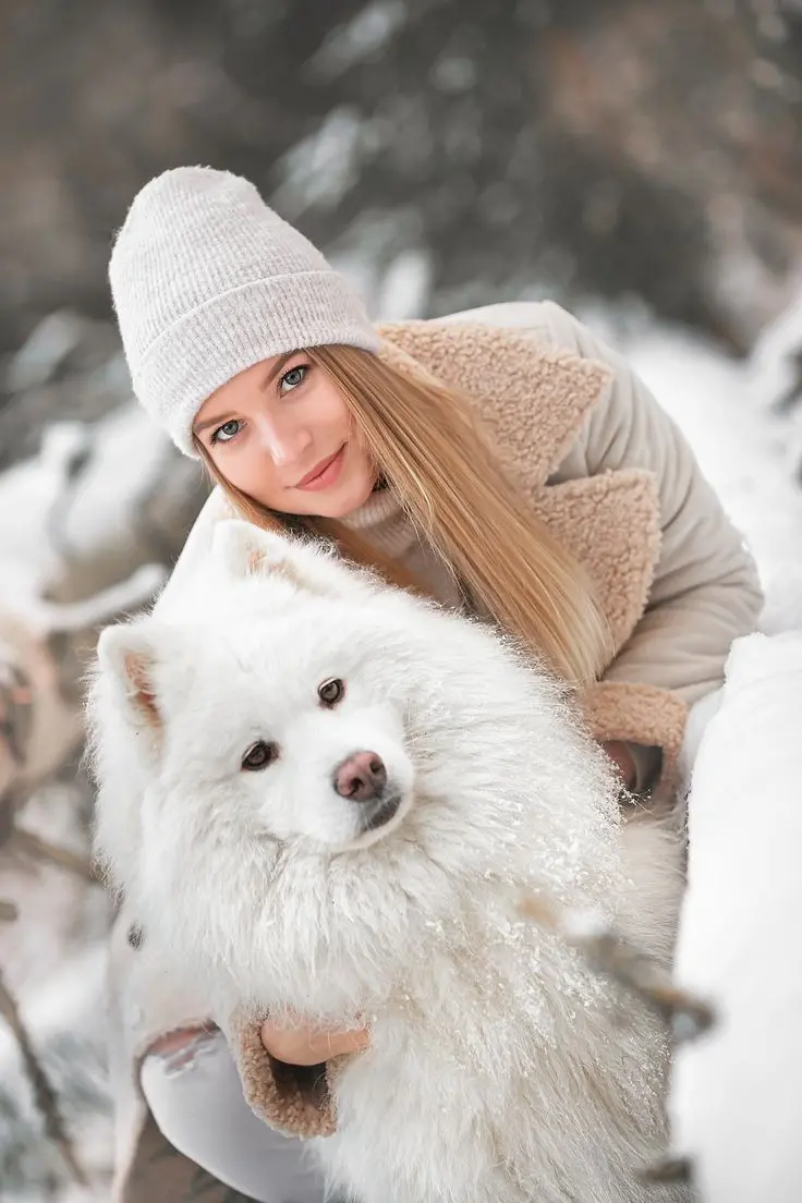 Fluffy dog with girl profile picture for discerning users