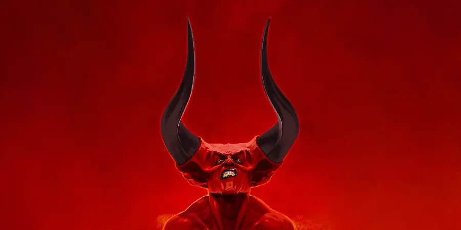 Devil with Long Horns Wallpaper - Red Background