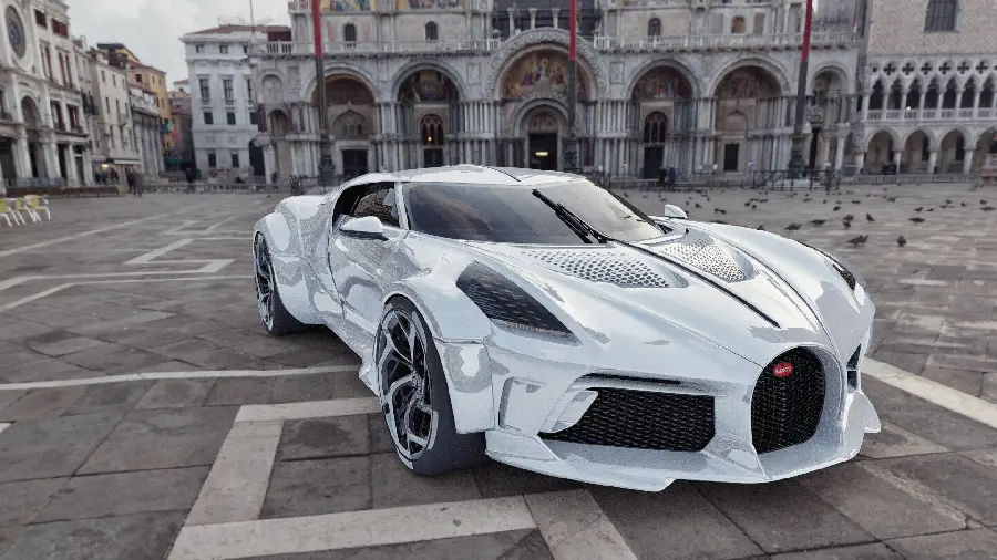 White Bugatti La Voiture Noire Wallpaper and Background