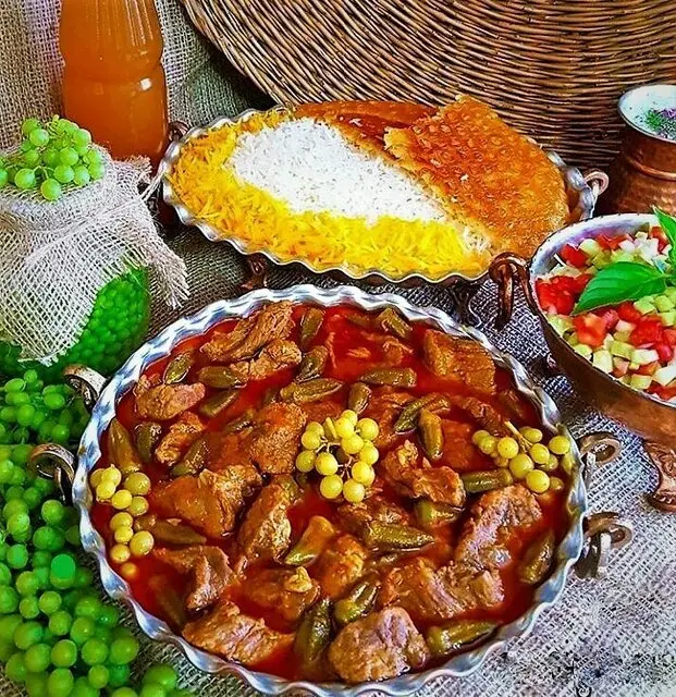 Khoresht Bamieh Persian okra stew high quality food photo