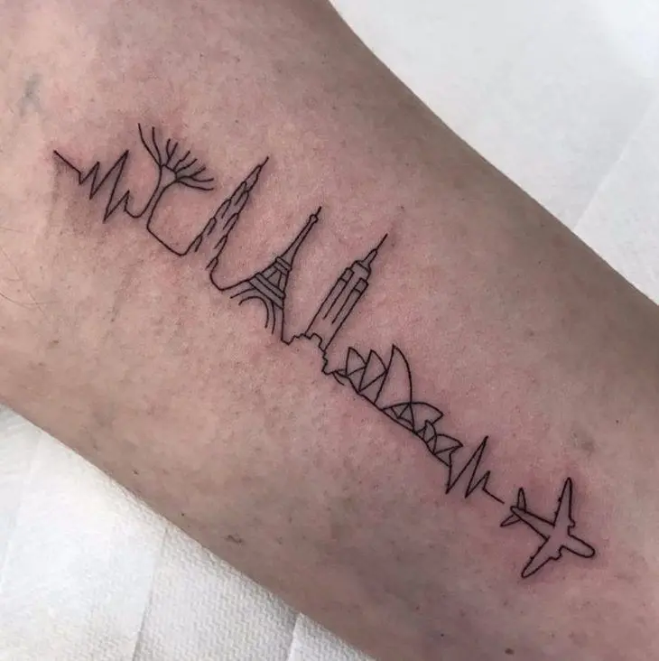 Meaningful Line Tattoo With Eiffel Tower Design