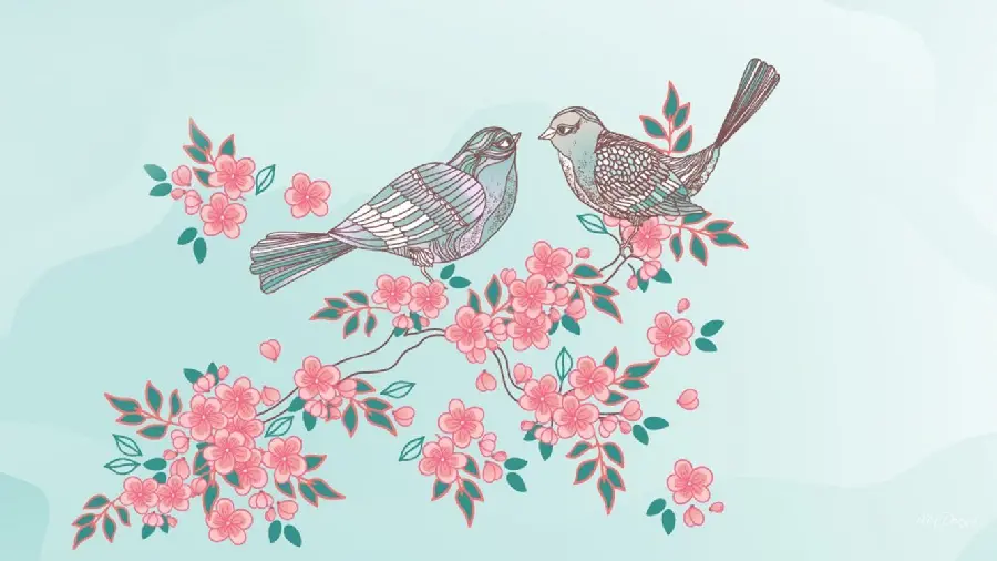 Flower and Bird Background for Desktop and Mobile