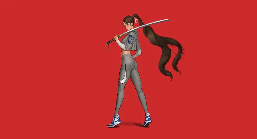 Girl Wallpaper with Red Background - Stylish and Cute
