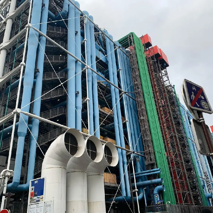 Georges Pompidou Center Building Photo With Architectural Details
