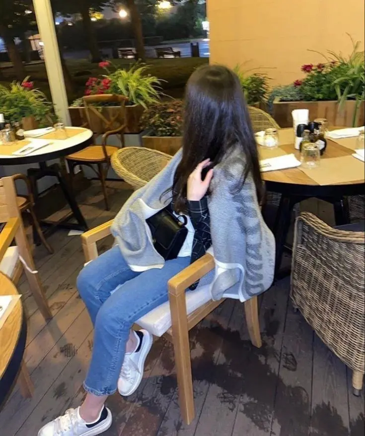 Cool and chic girl cafe photo for profile
