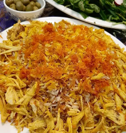 Delicious Saffron Reshteh Polo Photo in HD