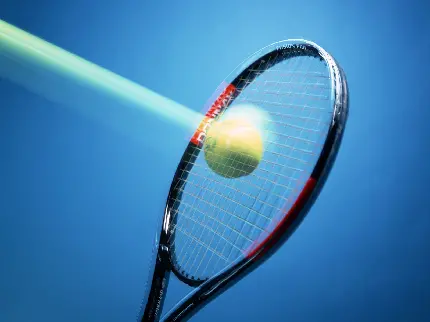 Tennis ball hitting racket slow motion image with excellent quality