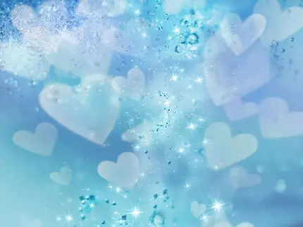 Matte Blue Hearts in Glowing Space Wallpaper - Unique Design