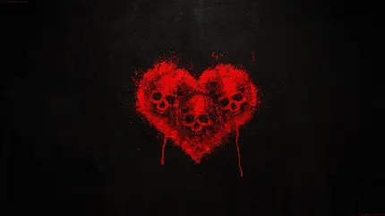 Red Heart with Skull for Edgy Profiles - Dark and Bold