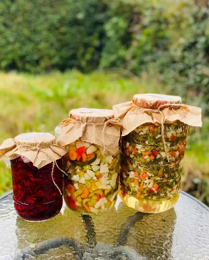 Image of different pickles in attractive and beautiful packaging
