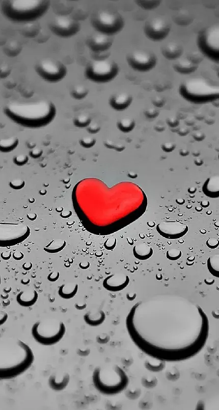 Red Heart with Rain Drops for Stories - Emotional and Artistic