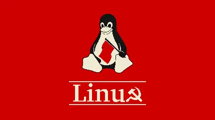 Linux Logo Wallpaper with Red Background - Open-Source