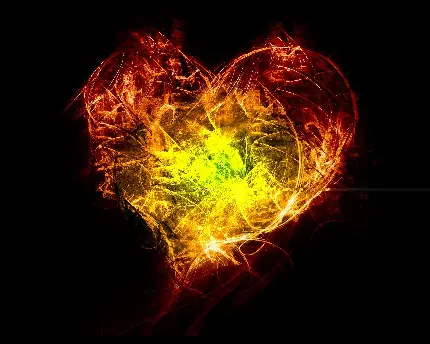 Unique glowing green romantic heart for Instagram profile