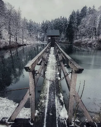 High Quality Romantic Winter Cabin Wallpaper