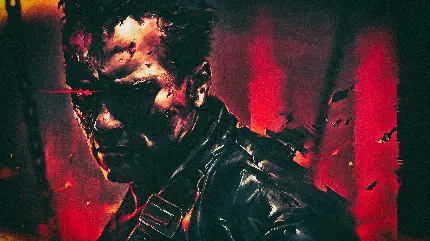 Terminator 2 Wallpaper with Red Background - Action Film