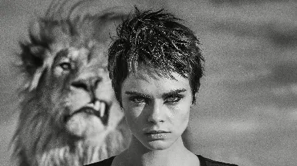 Cara Delevingne Black and White Portrait Photo HD Quality