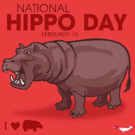 World Hippo Day text image of amazing mammal in nature