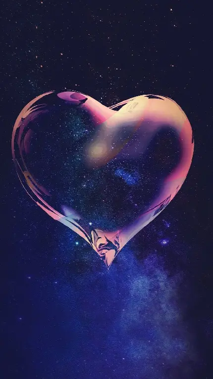 Bubble heart wallpaper in starry sky for 4K displays
