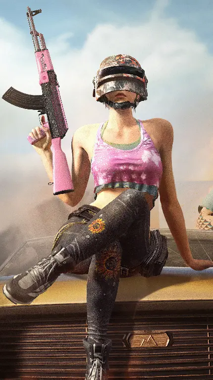 4K wallpaper of PUBG character Sara for mobile devices