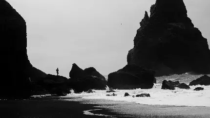 Black and White Beach Scene HD Windows Desktop Wallpaper