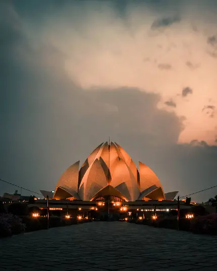 Lotus Temple White Marble Structure Photo