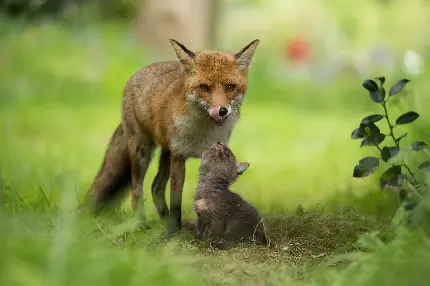 Fox and baby HD wallpaper and background image