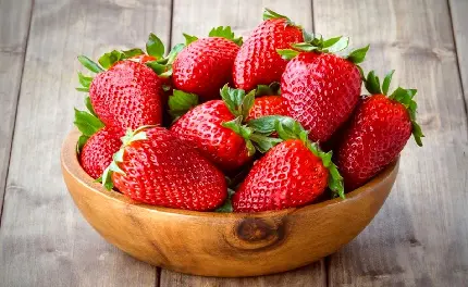 Photo of spring fruit strawberry and its vitamins in high quality