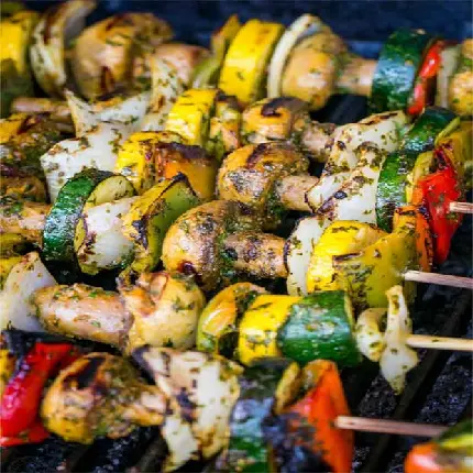 Grilled mushroom and peppers healthy diet meal with high quality
