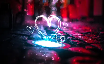 Glowing Hearts on Road for Profiles - Bright and Eye-Catching