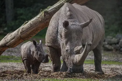 Rhino and baby high quality photo and wallpaper