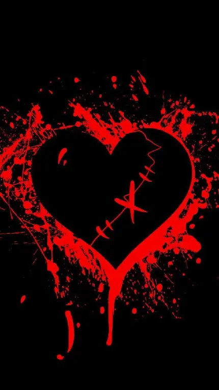 Red Black Broken Heart Image High Quality for Phone Wallpaper
