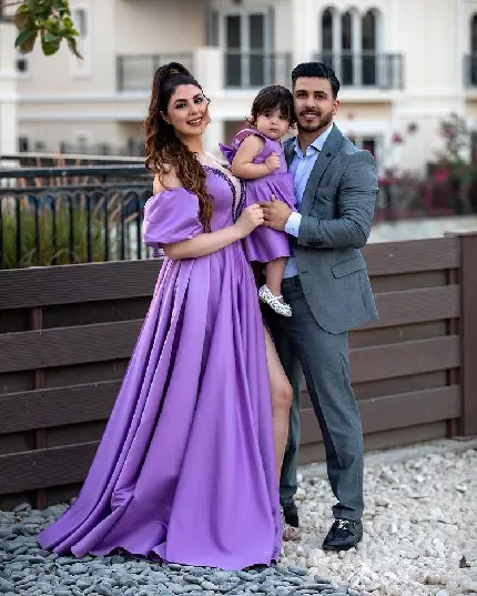 Deniz Beauty blogger with husband and daughter in Dubai image