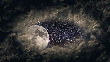 Cloudy sky with full moon wallpaper dramatic night scene